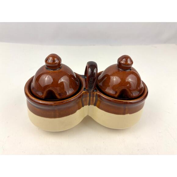 VTG Relish Condiment Server Brown Tan Ceramic Stoneware Taiwan 1970's - Picture 1 of 16